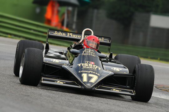 Imola, 6 June 2012: Unknown run on Classic F1 Car 1982 Lotus 87 ex Elio De Angelis - Nigel Mansell during practice of Imola Classic 2012 on Imola Circuit in Italy.