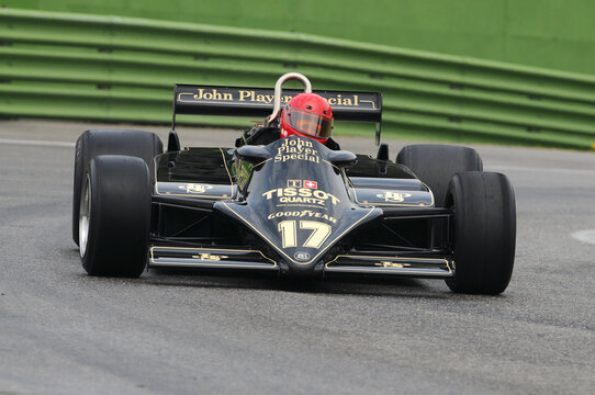 Imola, 6 June 2012: Unknown run on Classic F1 Car 1982 Lotus 87 ex Elio De Angelis - Nigel Mansell during practice of Imola Classic 2012 on Imola Circuit in Italy.