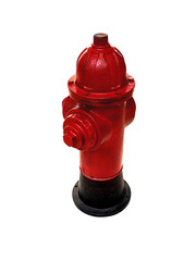 Red fire hydrant isolated on white background, safety for people, connect a hose to extinguish the...