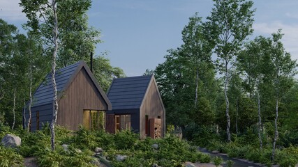 Obraz premium wooden house in the forest
