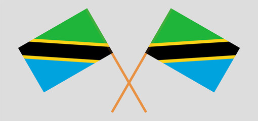 Crossed flags of Tanzania. Official colors. Correct proportion