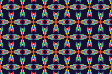 Seamless pattern repeating design with geometric shapes.