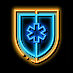medical protection sign neon light sign vector. Glowing bright icon medical protection sign sign. transparent symbol illustration
