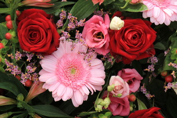 Wedding flowers in pink and red