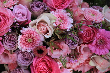 Mixed pink wedding flowers