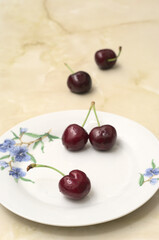 Delicious red cherries for a healthy breakfast