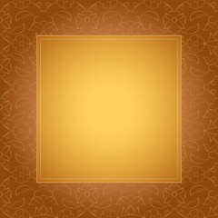 Islamic Floral gold frame on brown background