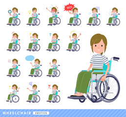 車椅子に乗るカジュアルファッション女性のセット