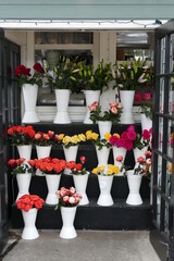 outdoor flower stand with flowers on display