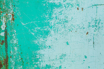 Old green grunge rusty iron wall background