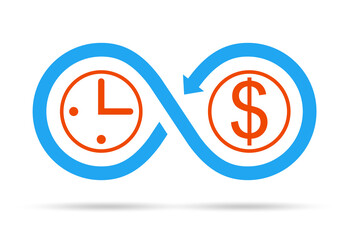Time is money concept with clock and money