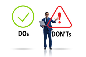 Concept of choosing between dos and donts