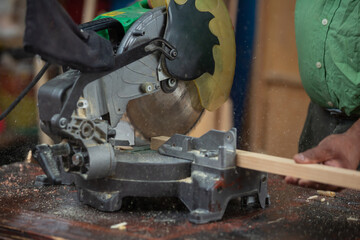 Mexican carpenter working in his workshop