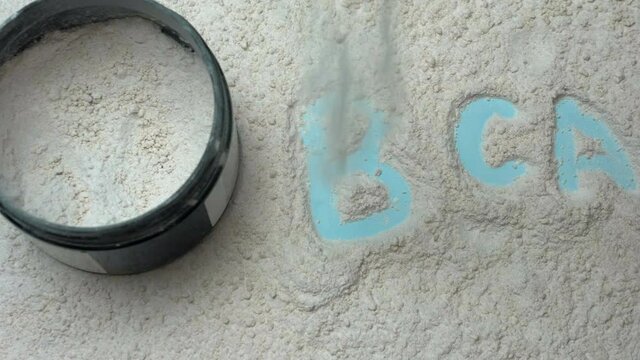 BCA Amino Acid Powder. Sports nutrition. Energy sports supplement.