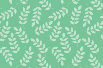 緑地に葉の模様の背景イラストパターン素材