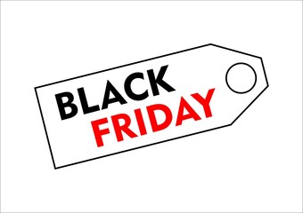 Black Friday label with white background.