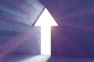 Fototapeta premium Hole in the wall in the shape of arrow - 3d rendering