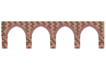 Brick arches. Masonry icons in flat style. Vector illustration on a white background.  For video games and architectural drawings. For restoration work of old historical buildings - obrazy, fototapety, plakaty