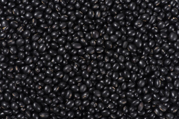 Close-up raw black soya bean textured background.