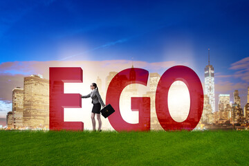 Concept of ego with businesswoman