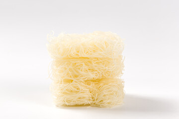 died rice noodles isolated on white background