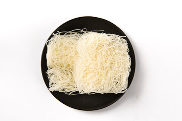 died rice noodles isolated on white background