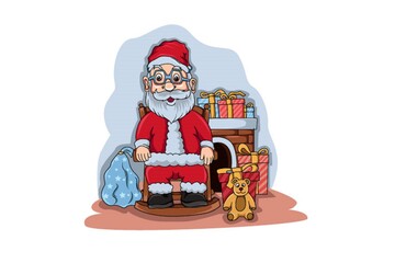 marry Christmas santa clause stay at home vector