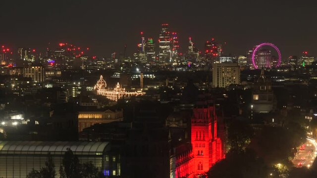 A night time lapse of the London skyline.