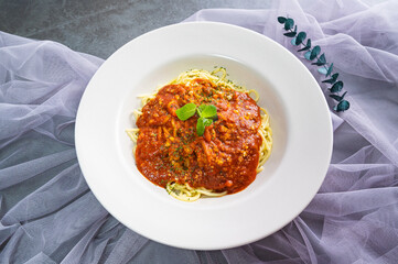 Delicious spaghetti with bolognese sauce