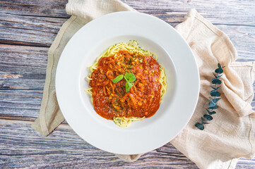 Delicious spaghetti with bolognese sauce