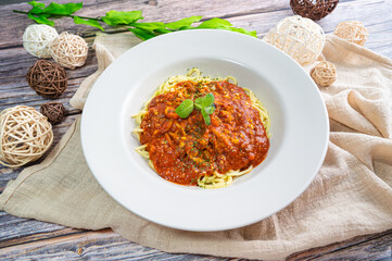 Delicious spaghetti with bolognese sauce
