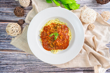 Delicious spaghetti with bolognese sauce