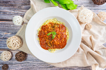 Delicious spaghetti with bolognese sauce