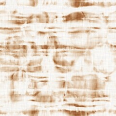 Seamless tie dye ink bleed surface pattern for print or fashion. High quality illustration. Creased and faded color dye on white woven linen textured fabric. Hippie artistic print for faux fashion.