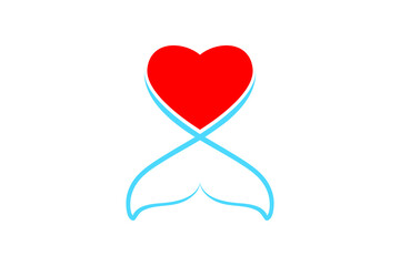 whale tail heart logo. very suitable for the health sector, veterinary clinic, pharmacy, animal lover icon. What's interesting about this logo is that it is unique and easy to remember