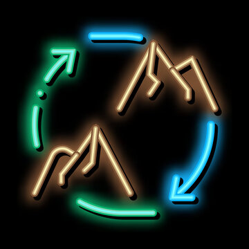 running between hills of al-safa and al marva neon light sign vector. Glowing bright icon running between hills of al-safa and al marva sign. transparent symbol illustration