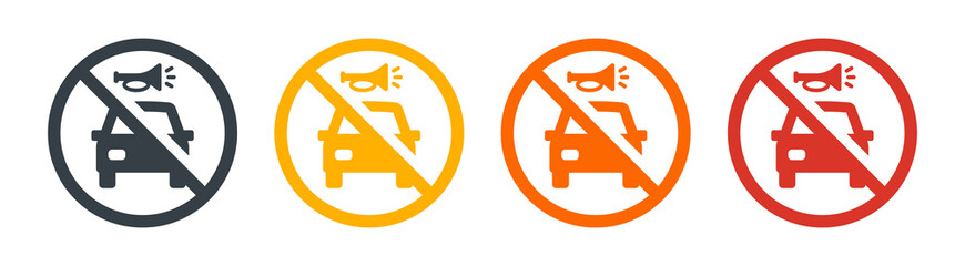 No horn sign. No honk and no klaxon noise for car icon vector illustration. - obrazy, fototapety, plakaty