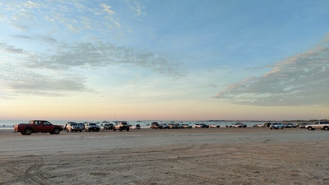 Sunset on the beach with low tide at Gantheaume Point in Broome, Western Australia