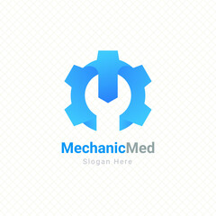 Obraz premium mechanic gear wrench services logo vector graphic design