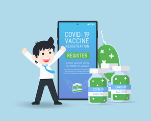 Business Man Invites Other About Coronavirus Vaccine Registration