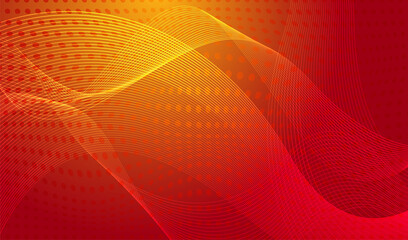 Red abstract banner with wavy lines and dots