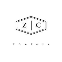 initial ZC logo design vector