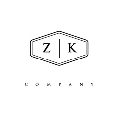 initial ZK logo design vector