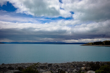 Lake Pukaki in New Zealand, looking toward Aoraki Mount Cook