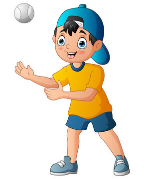 Illustration of a boy catch the ball