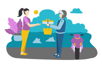 a taxi bike sending order to customer concept