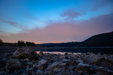 Lake Tekapo in the glow of the spring sunrise
