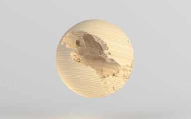 Damaged sphere with white background, 3d rendering.