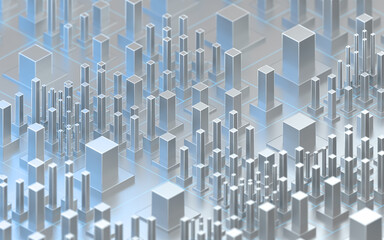 Technological cubes with white background, 3d rendering.