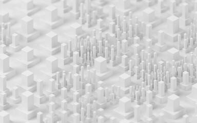 Technological cubes with white background, 3d rendering.